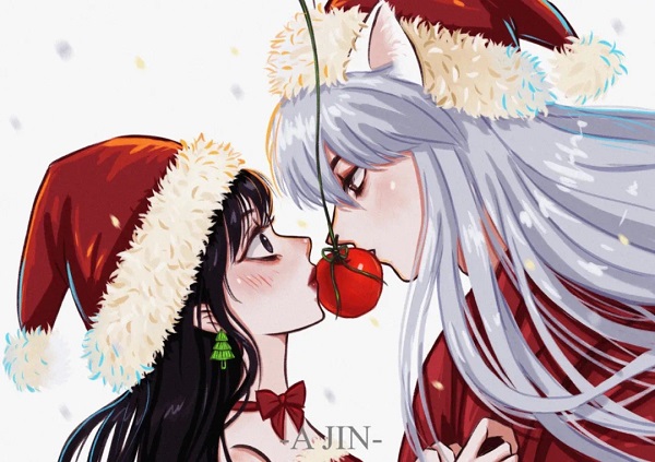 抖音犬夜叉圣诞情侣头像-犬夜叉戈薇圣诞情侣头像高清