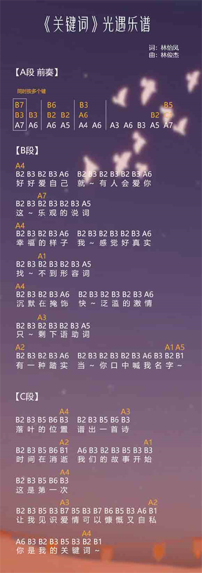 光遇关键词乐谱分享-关键词乐谱详情介绍